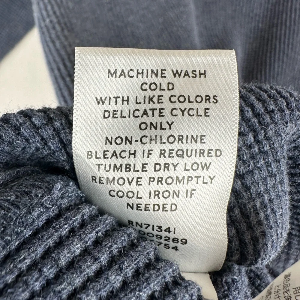 LL Bean Signature Waffle Henley Thermal Shirt Elbow Patch Gorpcore